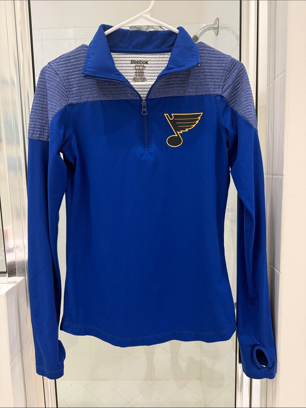 Blues quarter up pull over blue yellow size extra small
